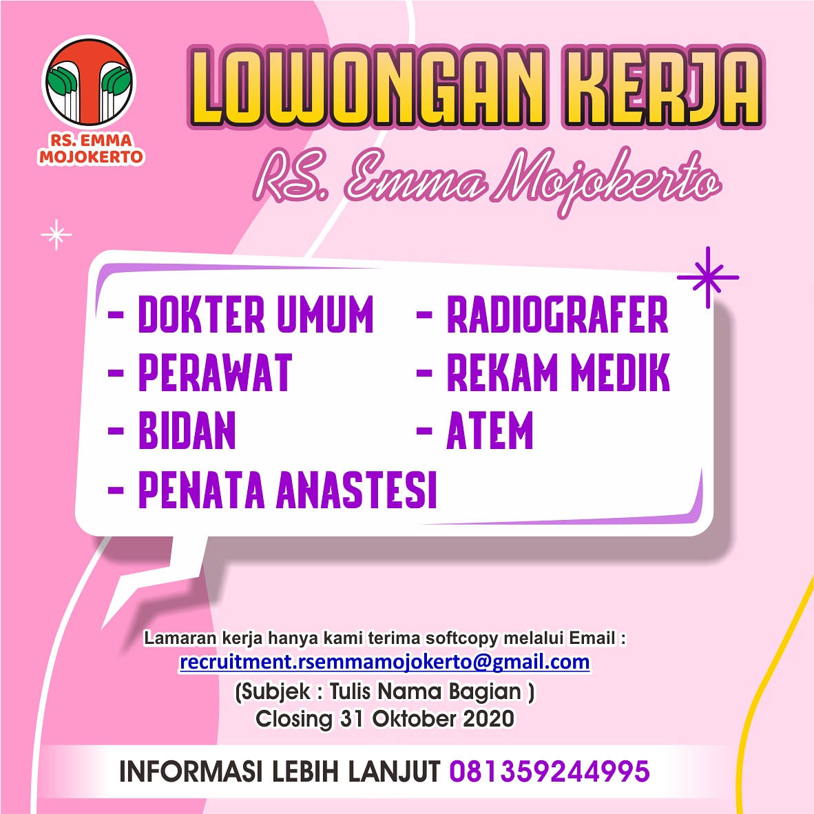 Lowongan Kerja RS Emma Mojokerto