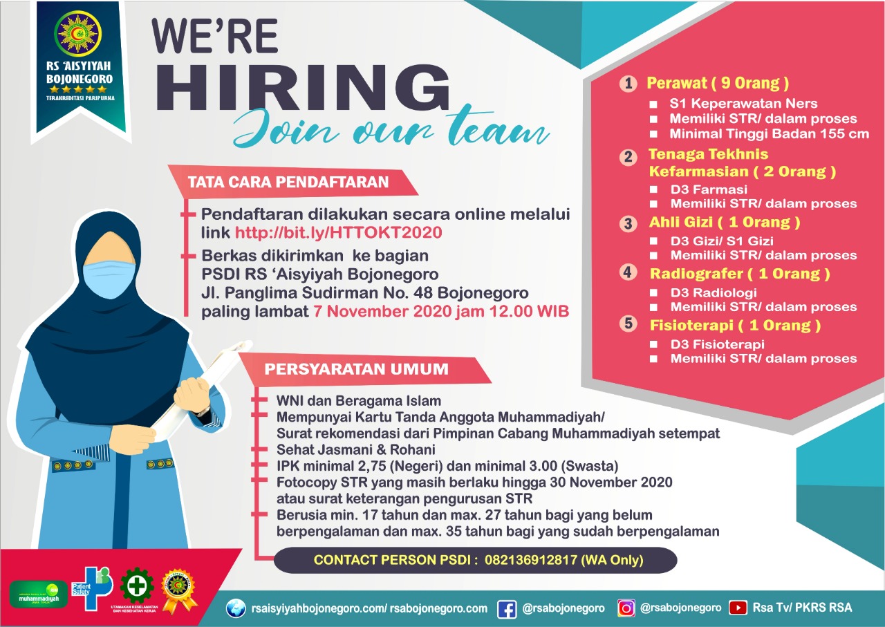 LOWONGAN PEKERJAAN RS AISYIYAH BOJONEGORO